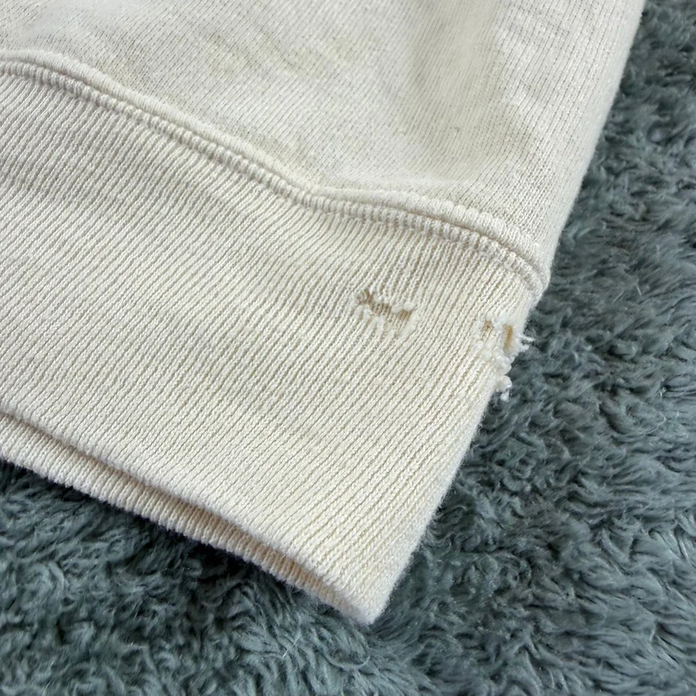 Free People x Tricia Fix Distressed NYC Hoodie Cream Repurposed Vintage XS‎ Zip